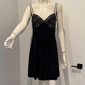 Caché black beaded spaghetti strap dress 6